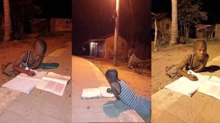 Young Schoolboy Spotted Doing Homework