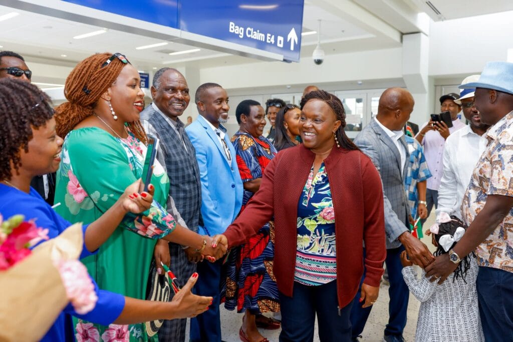 AIRPORT DRAMA RIGATHI GACHAGUA SUPPORTERS FLOOD JKIA AHEAD OF HIS ARRIVAL RIGATHI GACHAGUA